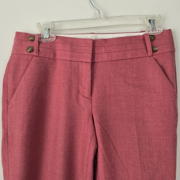 Loft Marisa Straight Wool Blend Pants Size 2 Pink Spice Careerwear Button Detail - Picture 4 of 14